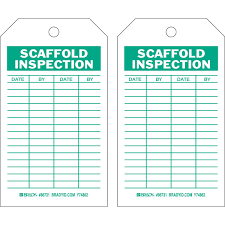 Safety harnesses and lanyards are amongst the most important pieces of equipment that are used when working at height. Brady Part 86731 Scaffold Inspection Tags Bradyid Com