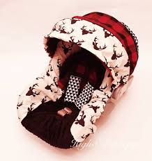Boutique Infant Boys Car Seat Canopy Car Seat Cover White Red Buffalo Check Deer Head Buck Infant Boy Car Seats Baby Boy Baby Car Seats