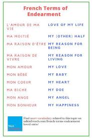 80 French Terms Of Endearment To Call Your Loved Ones Basic French Words French Language Lessons Learn French
