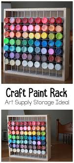 Homemade Paint Rack A Cool Way To Store Your Craft Or Acrylic Paint And Keep Your Art Supplies Organized Craft Organization Art Supply Organization Paint Rack