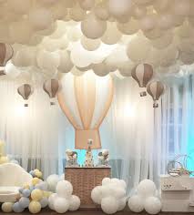 Hot Air Balloon Baby Shower Party Ideas Photo 1 Of 14 Baby Shower Balloon Decorations Baby Shower Balloons Hot Air Balloon Baby Shower