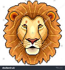 Pixel Lion Face Animal Portrait Detailed Isolated Vectorface Animal Pixel Lion Pet Portraits Lion Face Vector Images