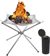 23 diy portable fire pit from old shopping cart; Amazon Com Hoedia Portable Fire Pit Outdoor 16 5 Inch Camping Fire Pit Foldable Steel Mesh Fire Pits Fireplace For Camping Outdoor Patio Backyard And Garden Silver Patio Lawn Garden