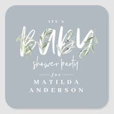 Watercolor Olive Branch Foliage Baby Shower Party Square Sticker Zazzle Com In 2020 Baby Shower Theme Decorations Sage Green Baby Shower Baby Shower Parties