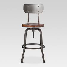 Set of 2 swivel seat bar stools made from bamboo and metal for an industrial look. 29 Dakota Backed Adjustable Barstool Pewter Threshold Target