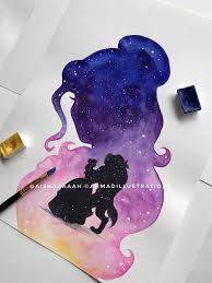 Princess Belle Original Watercolor Double Exposure Painting Disney Beauty The Beast Disney Art Drawings Disney Paintings Disney Drawings