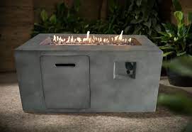 This upscale propane tank holder doubles as a side table, making it an ideal choice for setting down food and drinks as you enjoy companionship around your fire pit. Brayden Studio Woodcroft 23 2 H X 41 7 W Concrete Propane Outdoor Fire Pit Reviews Wayfair
