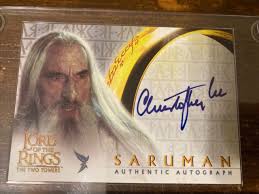 Sir christopher lee, at university college dublin, discusses gandalf and saruman in j.r.r. Lord Of The Rings Fotr Autograph Card Christopher Lee As Saruman For Sale Online Ebay