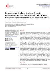 Pdf Comparative Study Of Various Organic Fertilizers Effect On Growth And Yield Of Two Economically Important Crops Potato And Pea