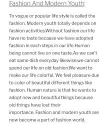 Write A Article On Fashion And Modern Youth Brainly In The term modest fashion can be interpreted a number of different ways.