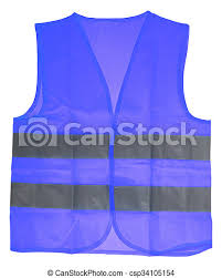 Most blue vests are offered in a highly reflective stripe in either a silver, lime, and orange color. Blue Safety Vest Safety Vest In Blue With Reflective Stripes Isolated Over A White Background Canstock