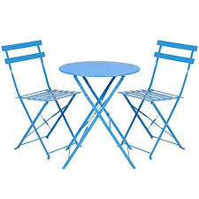 Best Choice Products Outdoor Patio Folding Metal Bistro Set Table And 2 Chairs Blue Https Outdoorsofas Revie Outdoor Bistro Set Bistro Set Outdoor Furniture