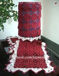 Capa De Galão De Agua De Croche Jogo De Caminho De Mesa E Capa De Galao De Agua Em Croche Barbante Croche Para Cozinha Tudo Em Croche Croche