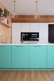 Handmade free standing sinkunit with belfast sink & painted in f&b inchyra blue. Colour Kitchens Naked Kitchens