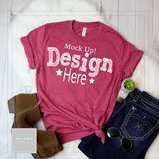 Bella Canvas Unisex Heather Raspberry T Shirt Mockup Heather Etsy Heathers Shirts Bella Canvas Shirt Pink Shirt