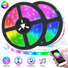 Bluetooth Led Strip Lights 32 8ft App Control 5050 Flexible Rgb Neon Room Lights Color Changing Self Adhesive Led Music Sync Tape Lights Kit With Remote For Bedroom Kitchen Tv Gaming Mood Lighting