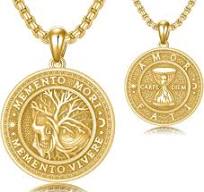 SIMONLY Gold Memento Mori Necklace for Men 925 Sterling ...