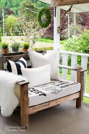 Patio chairs and chair sets. Pallet Wood Outdoor Furniture Fabric From Stenciled Drop Cloths