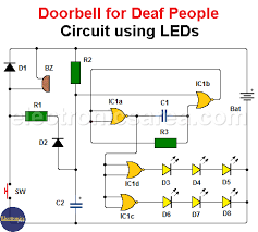 A doorbell diagram electrical safety of doorbells. Doorbell For Deaf People Circuit Using Leds Electronics Area