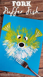 Kid S Puffer Fish Craft Using A Fork Crafty Morning Ocean Kids Crafts Preschool Art Ocean Crafts