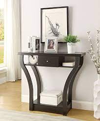 Turnsole midori dark brown finish wood sofa console entry table with lower shelf. Cappuccino Finish Curved Console Sofa Entry Hall Table With Shelf Drawer Walmart Com Walmart Com