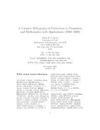 A Complete Bibliography of Publications in Computers and Mathematics with  Applications (1980–1989)