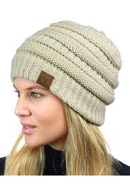 C.C Hatsandscarf Exclusives Unisex Beanie Oversized Slouchy Cable Knit  Beanie (HAT-100) (Beige Solid) at Amazon Women's Clothing store