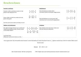 Bruchrechnen Ubersicht Und Aufgabenblatt Zur Wiederholung Unterrichtsmaterial Im Fach Mathematik Bruchrechnen Mathe Formeln Wiederholung