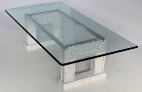 Distressed moss green coffee table. Rectangular Crystal Glass Top And Carved Stone Base Coffee Table With A Steel Frame From Cupioli For Sale At Pamono