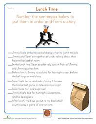 Story Sequencing Lunch Time Worksheet Education Com Story Sequencing Story Sequencing Worksheets Sequencing Worksheets