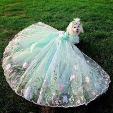Luxury Embroidered Tutu Dresses Handmade Trailing Wedding Skirt Bow Dog Wedding Dress Dog Dresses Puppy Clothes