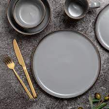 Thyme Table Ava Dinner Plate Grey Walmart Com Dinner Plates Plates Foodie Fashion