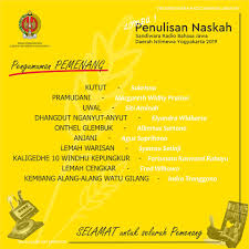 Sepuluh Karya Terbaik Pemenang Lomba Penulisan Naskah Drama Radio Bahasa Jawa Diy 2019