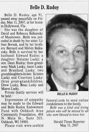 Obituary for Belle D. Rudoy (Aged 91)
