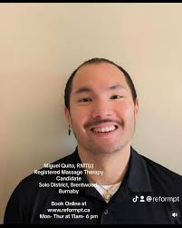 Miguel Quito just finished his Langara College's RMT program in April 2024.  Having previously worked as a bodyworker for several years, Miguel is now  following his passion to acquire a comprehensive set