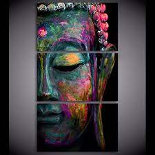 16 x 16 x 1.5 in (unframed) ready to hang signed on the front style: Yxt Arts Hd Printed 3 Piece Canvas Wall Art Abstract Buddha Face Painting Buddha Modular Wall Art Canvas Prints For Home Decor Framed Painting Easy To Hang Gift Buy Online In United