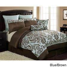 New 8pc Blue And Brown Oversized Damask Comforter Set Bedroom Decor Bedroom Sets Bedroom Decor For Small Rooms Discount Bedroom Furniture