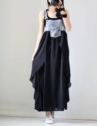 Women S Fashion Summer Denim Chiffon Midi Overalls Dress M Oasap Com Overall Dress Denim Overall Dress Women S Fashion Dresses
