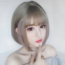 This korean short haircut gives an epic look to korean ladies who have thin hair and round chin. Usd 37 07 Wig Girl Short Hair Bobo Pear Flower Head Repair Round Face Short Curly Hair Handsome Hairstyle Net Red Granny Gray Wig Set Korean Wholesale From China Online Shopping