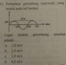 Gelombang transversal adalah gelombang yang arah perambatannya tegak lurus dengan arah getaran partikelnya. Perhatikan Gelombang Transversal Yang Terjadi Pada Tali Berikut Cepat Rambat Gelombang Tersebut Brainly Co Id