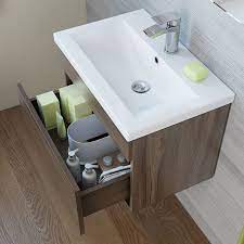600mm Trent Walnut Effect Basin Cabinet Wall Hung Basin Cabinet Bathroom Basin Cabinet Hanging Cabinet