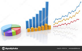 pie chart bar graph line graph isolated white illustration