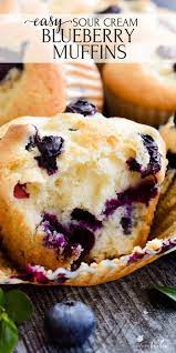 Easy Sour Cream Blueberry Muffins Sour Cream Blueberry Muffins Muffin Recipes Blueberry Blueberry Recipes