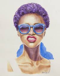 VIOLET 💜 I like her facial expression and her fashion style 😎😜 How about  you? (Watercolor painting no.10. Photo study)