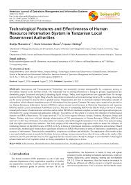 Normally, our team will track the evaluation of customers on relevant products. Pdf Technological Features And Effectiveness Of Human Resource Information System In Tanzanian Local Government Authorities