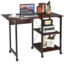 Maybe you would like to learn more about one of these? Costway Rolling Computer Desk Folding Writing Office Desk W Storage Shelves Target