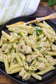 This Creamy Chicken Pesto Pasta Recipe Is An Amazing Comfort Food Recipe The Whole Pesto Pasta Recipes Creamy Chicken Pasta Recipes Easy Healthy Pasta Recipes