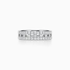 Tiffany T True Wide Ring In 18k White Gold With Pave Diamonds 5 5 Mm Wide Tiffany Co