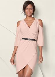 Cold Shoulder Belted Dress High Heel Strappy Sandal Circle Detail Crossbody Lace Strappy Bralette Pink Bodycon Dresses Belted Dress Dresses