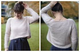 The clever placement of decreases at the yoke turns the shaping into a design feature. Knit High Low Crop Top Sweater Free Knitting Pattern Knitting Pattern